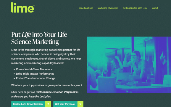 Lime life-science marketing website